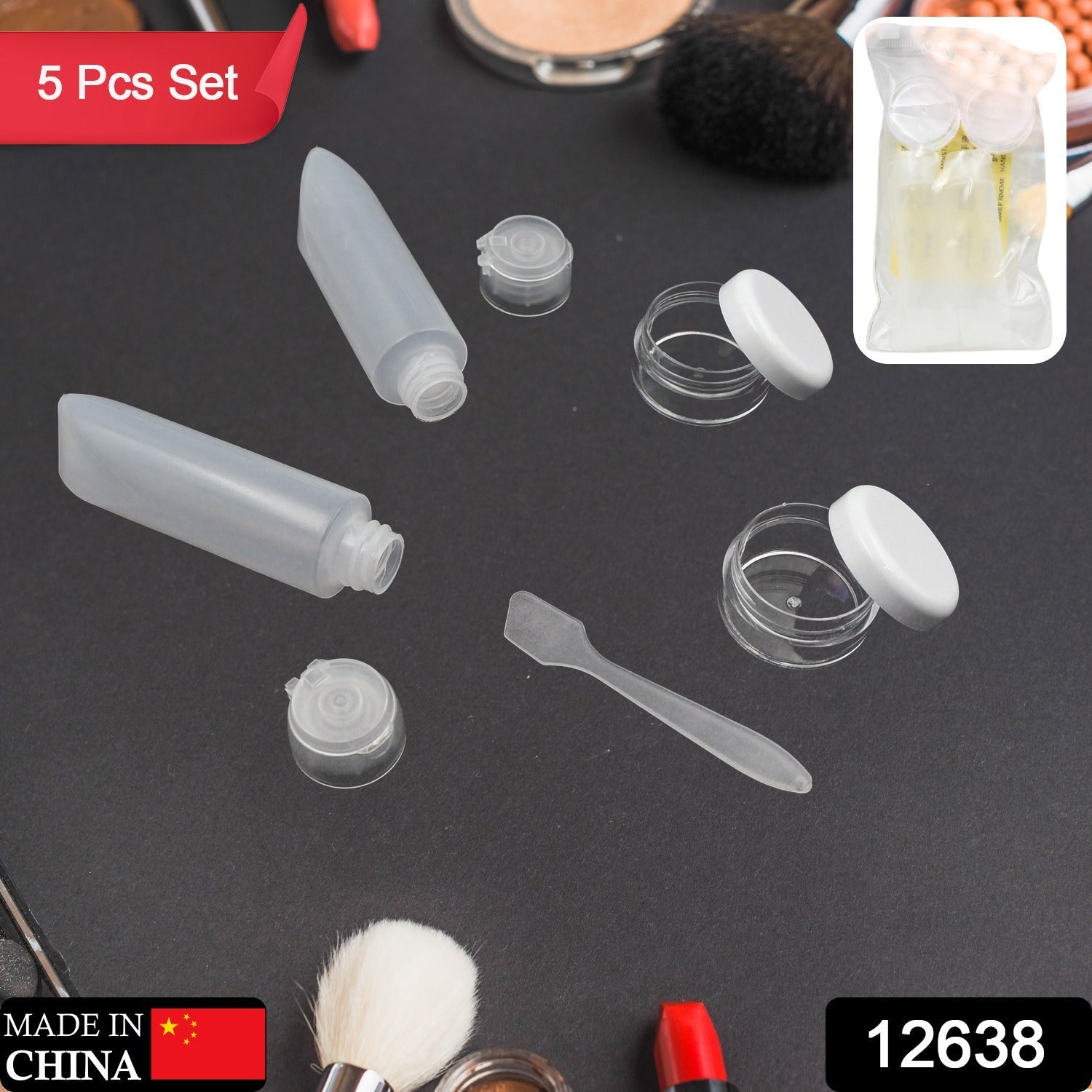 12638 Multi purpose Travel Skincare Containers Toiletry Containers Set Travel Empty Bottles Makeup Containers Makeup Liquid Containers Portable Cosmetic Bottle, Spatula Travel Containers (5 Pcs Set) 12638 Multi purpose Travel Skincare Containers Toiletry Containers Set Travel Empty Bottles Makeup Containers Makeup Liquid Containers Portable Cosmetic Bottle, Spatula Travel Containers (5 Pcs Set)